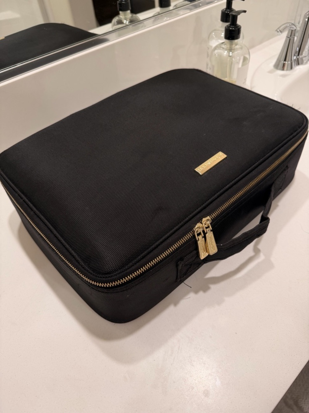 Black Travel Organizer Case with Gold Zippers - Luxe Brand